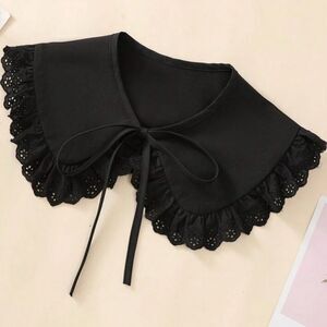 Gothic Vintage Inspired Black Collar with Ruffle Trim, Adjustable, Lolit…